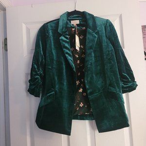 Ruched Velvet Blazer XS
